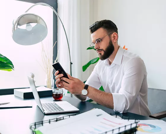 Engineer using a tablet on a construction site