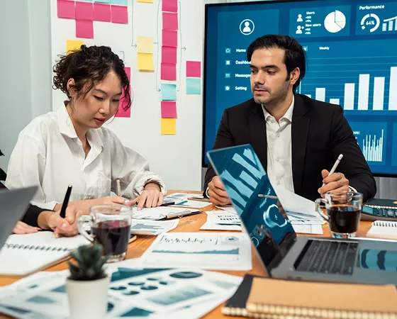 Financial dashboard showing charts and graphs