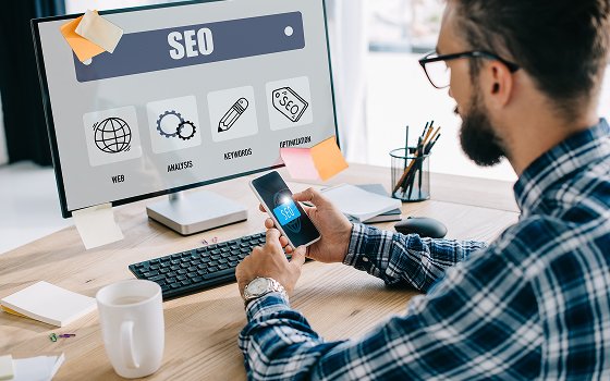 SEO dashboard showing website traffic and rankings