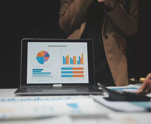 A complex analytics dashboard showing various charts and graphs
